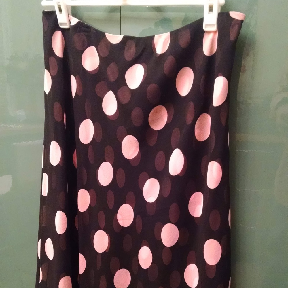 INC Pink Polka Dot on Black Skirt
